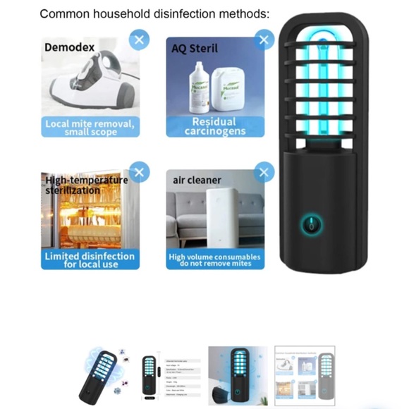 SKONYON High Efficiency Ultraviolet Portable UV Sterilization Lamp, UVC-86, Blk - Picture 3 of 6